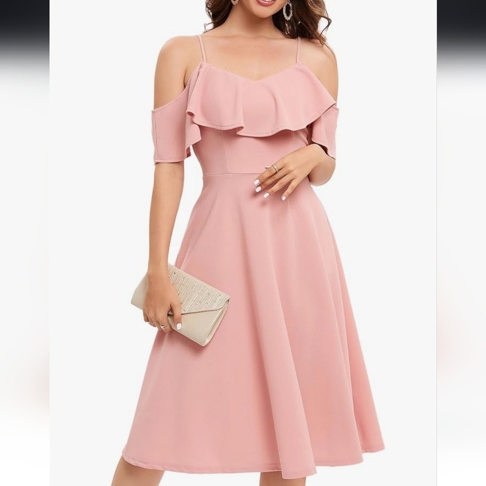 Elegant Pink Off-Shoulder Dress